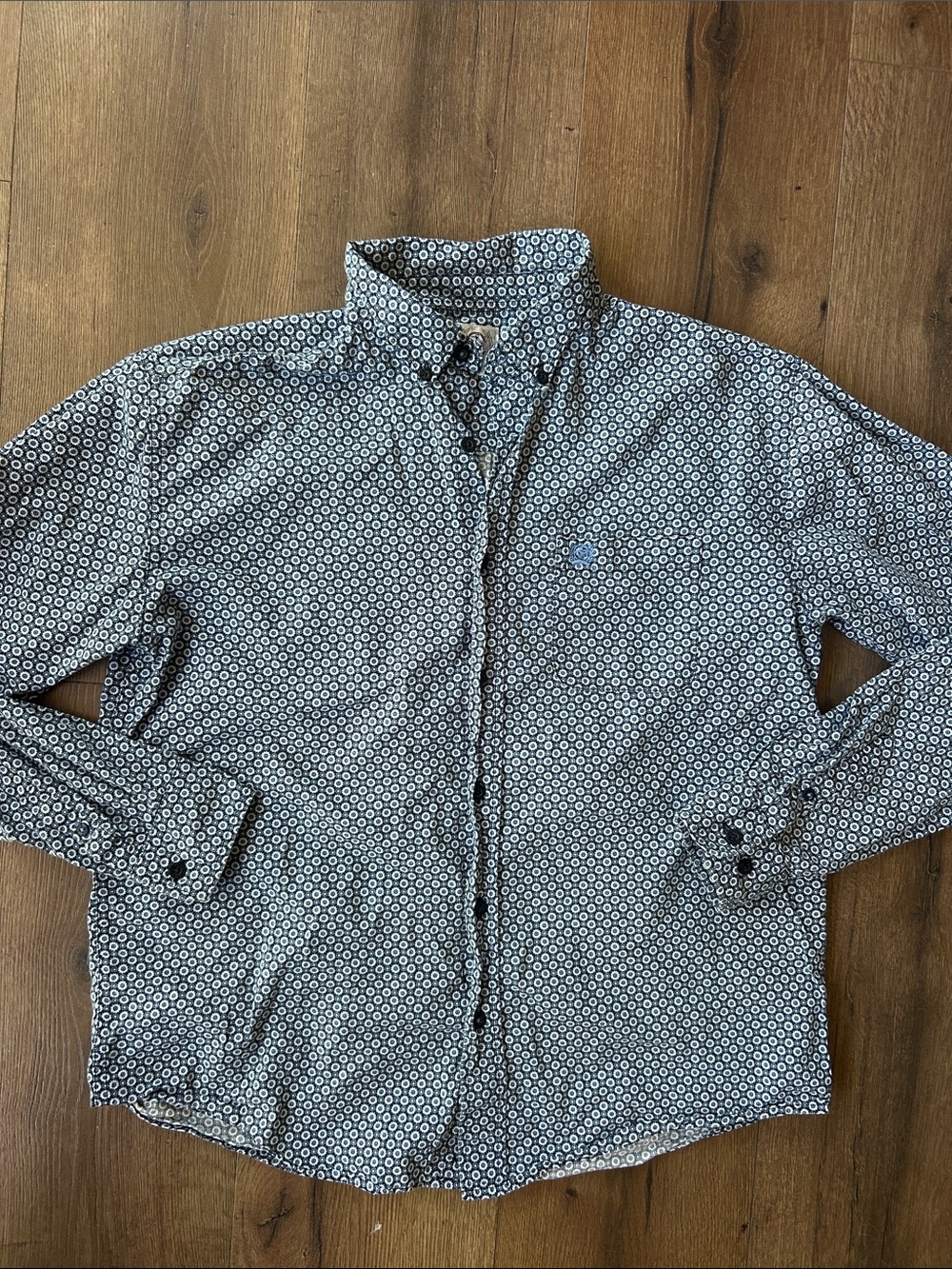 Cinch Black & White Patterned Button-Up Shirt !! XXL